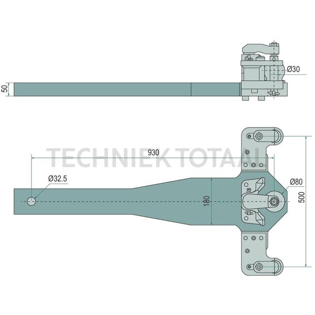 ROCKINGER Support plate ball 80, forced steering 4500 kg, 930 x 180 mm