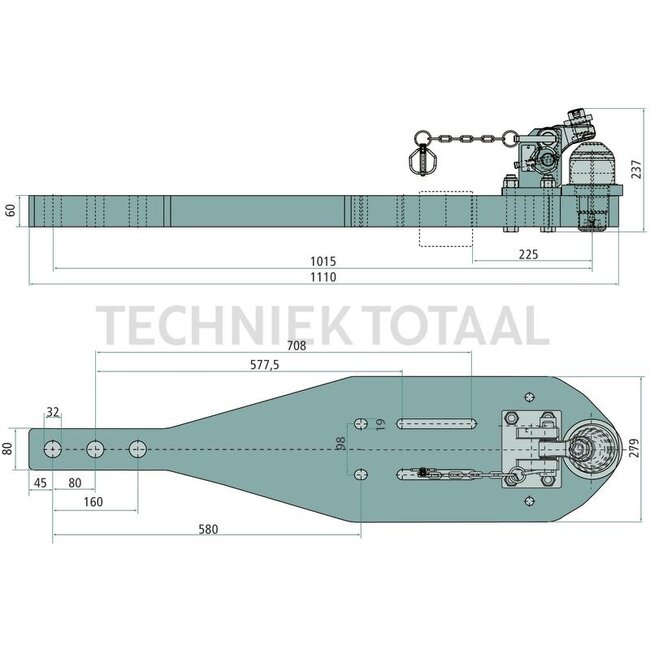 Scharmüller Draagplaat kogel 80, 3000 kg, 1110 x 280 mm, dikte 60 mm