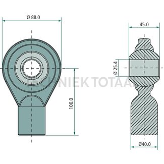 GRANIT Kugelgelenk Oberlenker Kategorie 2, Ø 25,4 mm, Länge 100 mm