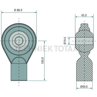 GRANIT Kugelgelenk Oberlenker Kategorie 1, Ø 19 mm, Länge 100 mm