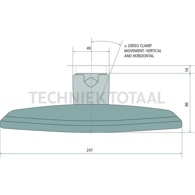 GRANIT Rear-view mirror 245 x 162 mm, unheated, rod-Ø 10 - 20 mm