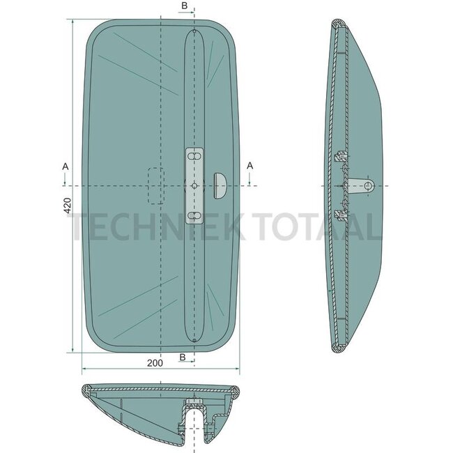 GRANIT Spiegel - 65418034, 6005028116, 8SB501081-031, 8SB 501 081-031 | Abmessungen: 420 x 200 mm | Höhe: 420 mm | Breite: 200 mm | Wölbungsradius: 2000 mm | Einbauort: rechts / links | Bemerkungen: unbeheizt, manuell verstellbar | Stangen-Ø: 15 - 32 mm
