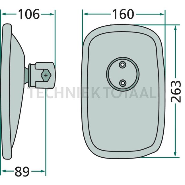 GRANIT Mirror unheated | 263 x 160 mm | rod Ø 10-22 mm - 3806614M91