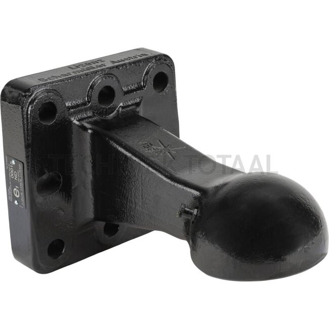 Scharmüller Zugöse - 777006509700A02 | D-Wert: 120,2 kN | Flansch: 8-Loch | Stützlast: 4000 kg | Lochbild: 145 x 145 mm | Bohrung: M21 mm | Anzahl Löcher: 8 | Farbe: Schwarz | Ausladung: 253,5 mm | Länge: 315,5 mm | Zugöse: Vega