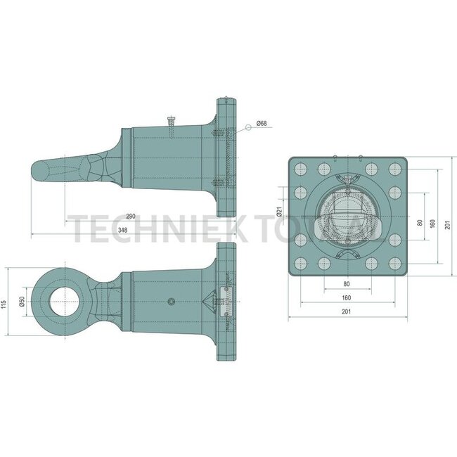 Scharmüller Trekoog - 77700665400, 0.665.40.0-A02, 00.665.40.0-A02 | Uitvoering: Flens | D-waarde: 102,4 kN | Gatenpatroon: 160 x 160 mm | Trekoog Ø: 50 mm | Oplegdruk: 3000 kg | Kleur: zwart | Vergrendeling: Ring, draaibaar, Hitchring | Aantal gaten: 12 | Werklengte
