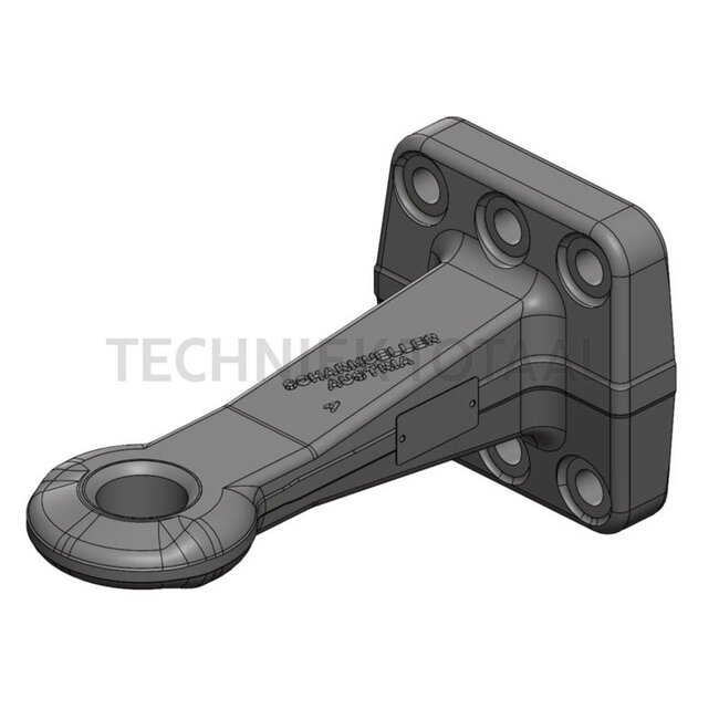 Scharmüller Zugöse - 77700652110A90, 30000801 | Ausführung: Flansch | D-Wert: 89,3 kN | Lochbild: 110 x 100 mm | Zugösen-Ø: 40 mm | Stützlast: 2000 kg | Farbe: KTL Beschichtung Schwarz | Anzahl Löcher: 6 | Ausladung: 250 mm | Bohrung: M16 mm | Flansch: Vertikal | EG-