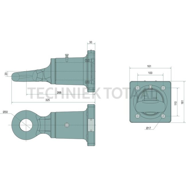 Scharmüller Trekoog - 77700652430, 0.652.43.0-A02, 00.652.43.0-A02 | Uitvoering: Pick-Up Hitch | D-waarde: 82,4 kN | Gatenpatroon: 110 x 100 mm | Trekoog Ø: 50 mm | Oplegdruk: 2500 kg | Kleur: zwart | Vergrendeling: Ring, draaibaar | Aantal gaten: 4 | Werklengte: 265