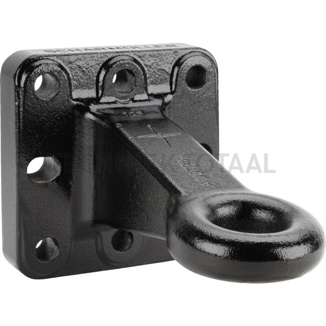 Scharmüller Zugöse - 77700654410, 0.654.41.0-A02, 00.654.41.0-A02 | Ausführung: Pick-up Hitch | D-Wert: 102,4 kN | Lochbild: 145 x 145 mm | Zugösen-Ø: 50 mm | Stützlast: 3000 kg | Farbe: Schwarz | Verriegelung: Ring, starr | Anzahl Löcher: 8 | Ausladung: 252 mm | Boh