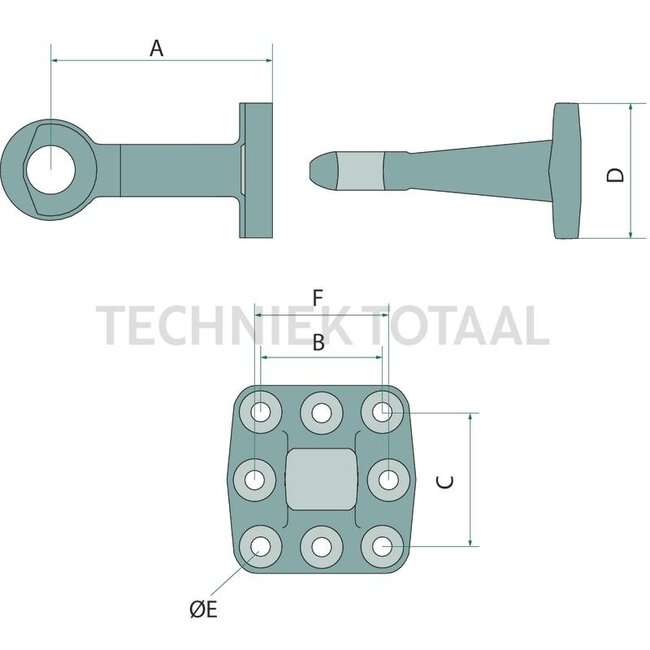 Walterscheid Trekoog - 770ZO74053-50D1, 8000537 | Uitvoering: Flens | D-waarde: 190 kN | Gatenpatroon: 110 x 100 mm | Trekoog Ø: 50 mm | Oplegdruk: 2500 kg | Kleur: zwart | Vergrendeling: Standaard trekoog | A: 250 mm | Aantal gaten: 8 | B: 100 mm | Omschrijving: De r