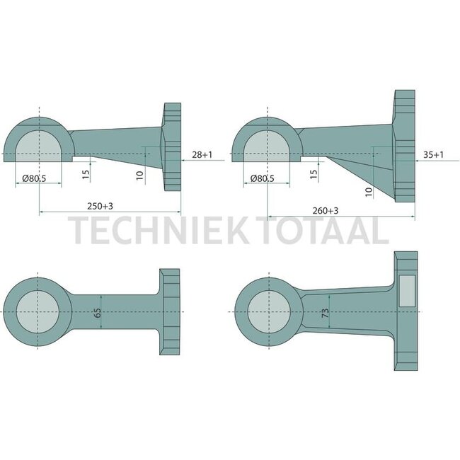 ROCKINGER Trekinrichting - 78757L036 | Flens: 8-gaats | Oplegdruk: 3000 kg | Gatenpatroon: 110 x 100 mm | Boring: M17 mm | Aantal gaten: 8 | Kleur: zwart | Vergrendeling: Kogel 80 | Omschrijving: Smeren is niet nodig | Minder slijtage aan de kogel 80, |  slijtage-i
