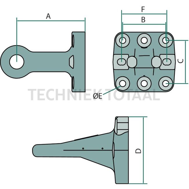 Walterscheid Trekoog - 770ZO5145 | Uitvoering: Pick-Up Hitch | D-waarde: 102,4 / 107,4 kN | Gatenpatroon: 145 x 145 mm | Trekoog Ø: 50 mm | Oplegdruk: 3000 / 1500 kg | Kleur: zwart | Vergrendeling: Ring, niet draaibaar | A: 240 mm | Aantal gaten: 8 | Werklengte: 240 m