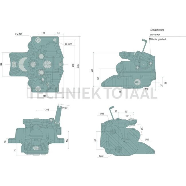 Sauermann Automatic ball hitch K80 335 mm, 4000 kg, 89,3 kN | D0.022.8613.4