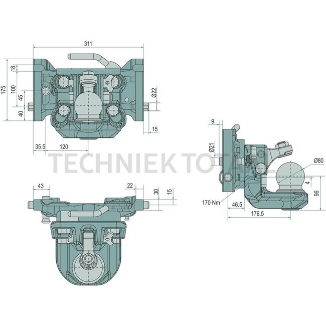Scharmüller Ball insert K80 | 311 / 22 / 30 mm | 2000 kg | 83,9 kN - 5.6311.420-A11, 05.6311.420-A11
