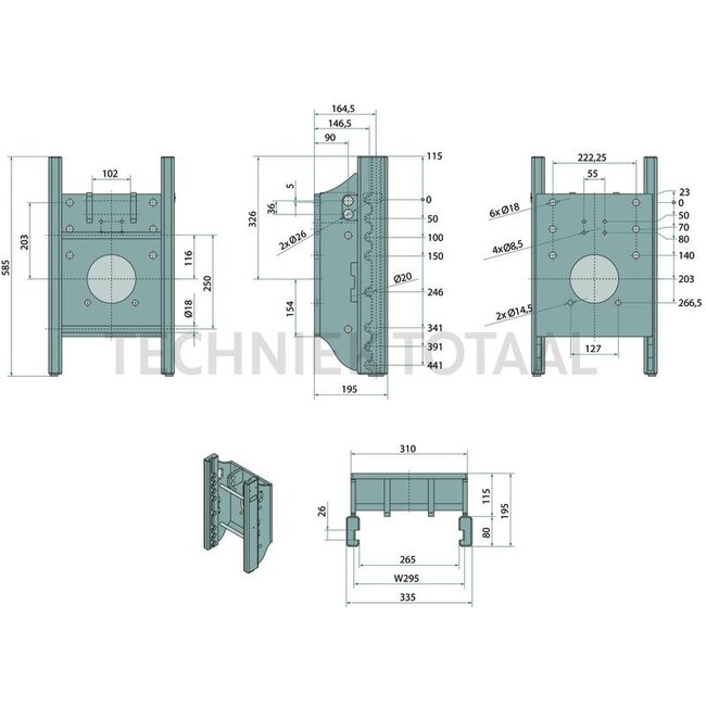Scharmüller Lagerbock 00.108.05.0-A02 - 295/25/26 - 2000kg - Schwarz