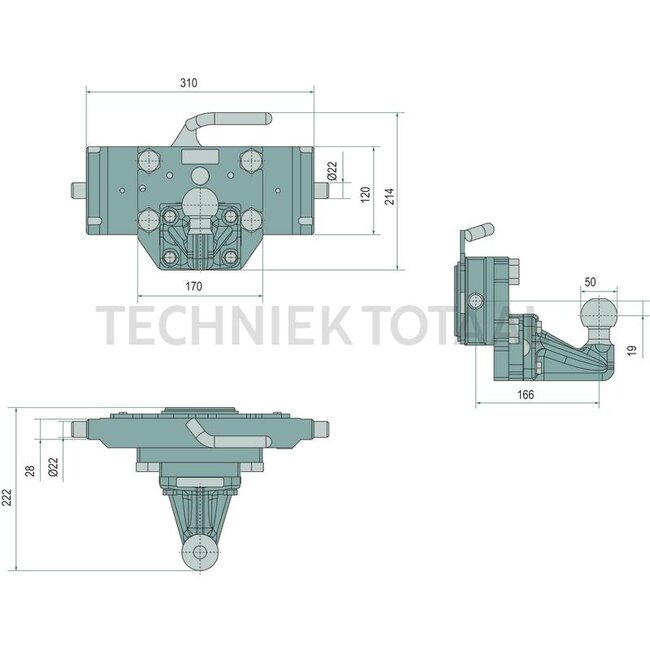 Scharmüller PKW-50 Einsatz W310 S28 Archetti 83x56 M10 System Archetti - 77703731003A02 | Rail width: 310 mm | Guide width: 28 mm | Detent pin Ø: 22 mm | Load capacity: 250 kg | D-value: 31 kN | Overhang: 168 mm | Plate height: 120 mm | Hole: M20 mm | Colour: Black |