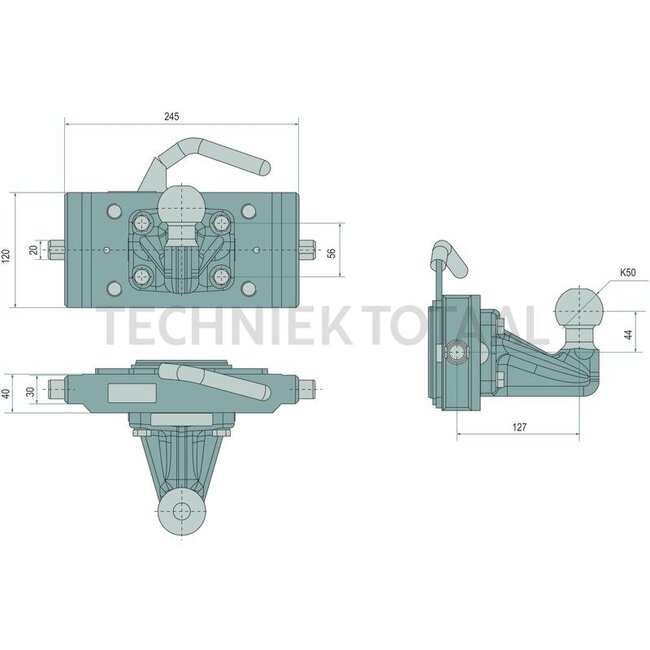 Scharmüller Innenteil System CBM - 77703624502 | Schienenbreite: 245 mm | Führungsbreite: 30 mm | Rastbolzen Ø: 20 mm | Stützlast: 250 kg | D-Wert: 31 kN | Ausladung: 125 mm | Plattenhöhe: 120 mm | Bohrung: M10 mm | Farbe: Schwarz | Beschreibung: Höhenverstellbar mit