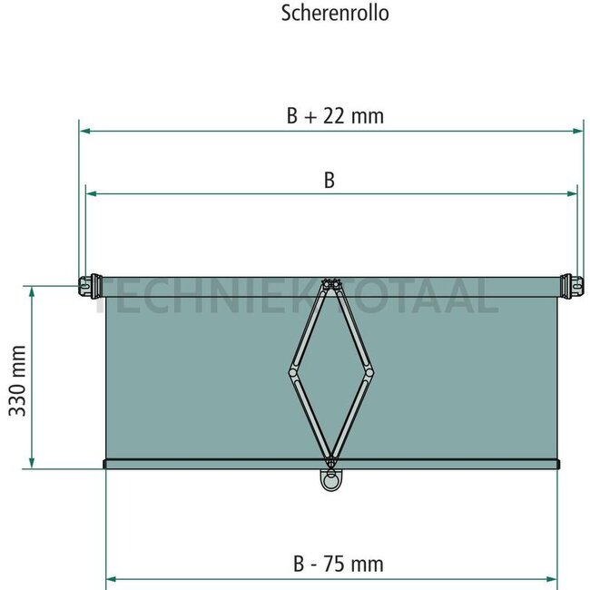 GRANIT Rolzonwering met schaarconstructie 700 x 330 mm - transparant - 654960005 | Uitvoering: transparant | Hoogte: 330 mm
