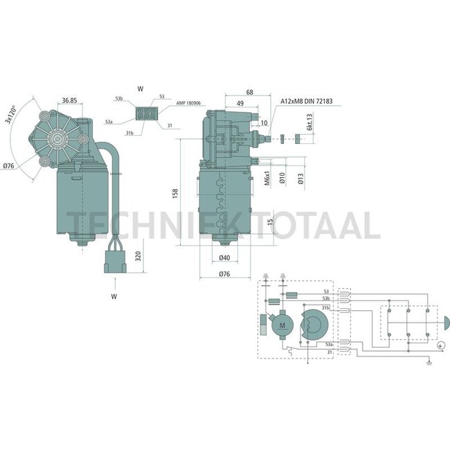 GRANIT Wiper motor 12V - 360°