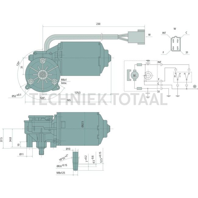 GRANIT Wiper motor 24V - 360°