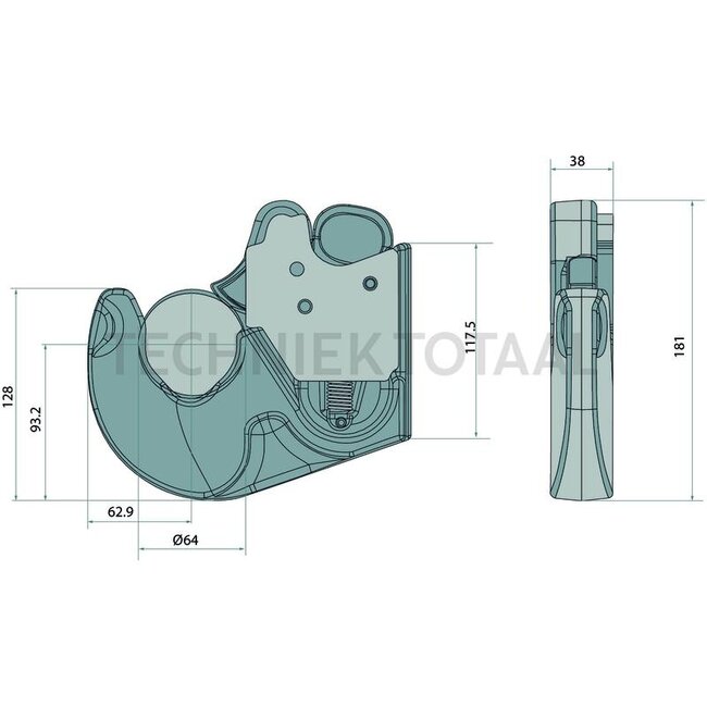GRANIT Vanghaken cat. 3L licht, A 64 mm, B 38 mm, C 134 mm | 200880050
