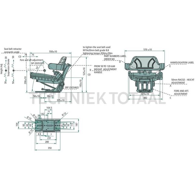 GRANIT Trekkerstoel mechanisch geveerd - PVC kunstleer