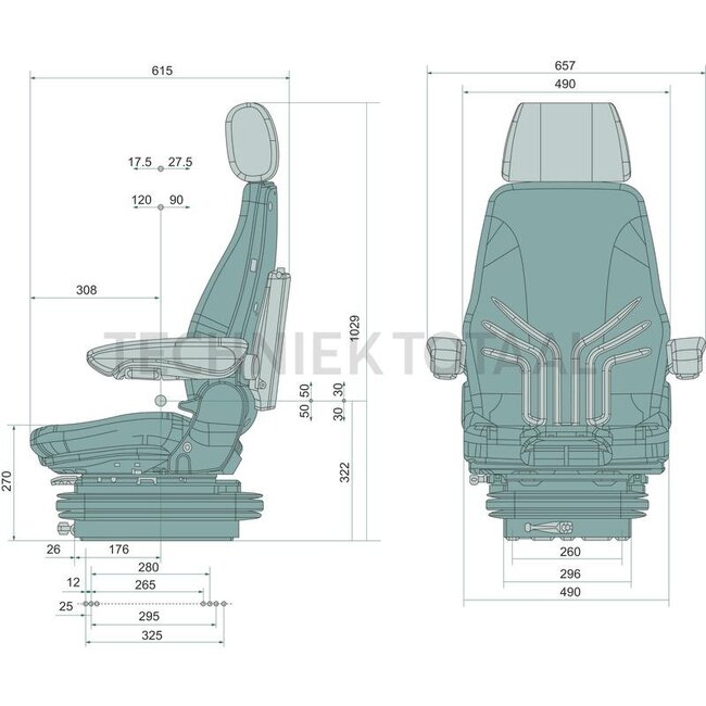 GRAMMER Zitting Actimo M MSG85/722 mechanisch, PVC, 490 mm | 143734