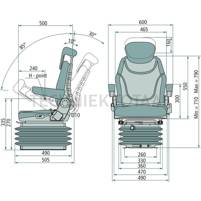 GRANIT Traktorsitz mechanisch - Stoff