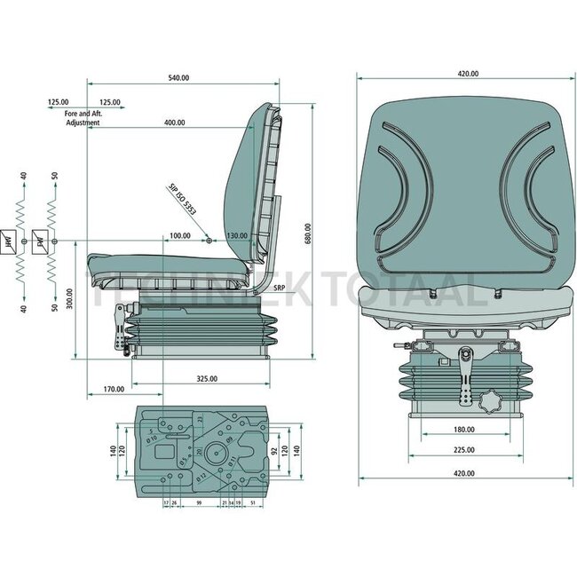 GRANIT Seat complete fabric cover grey - STPLUSV42CLOTH