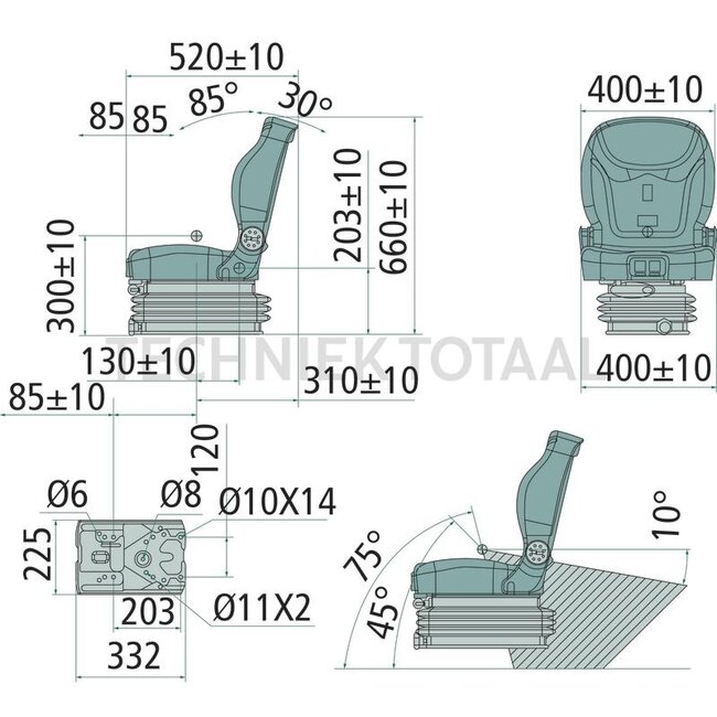 GRANIT Traktorsitz mechanisch gefedert - Stoff