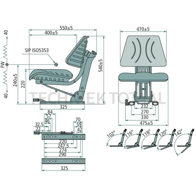 GRANIT Traktorsitz mechanisch gefedert - PVC Kunstleder