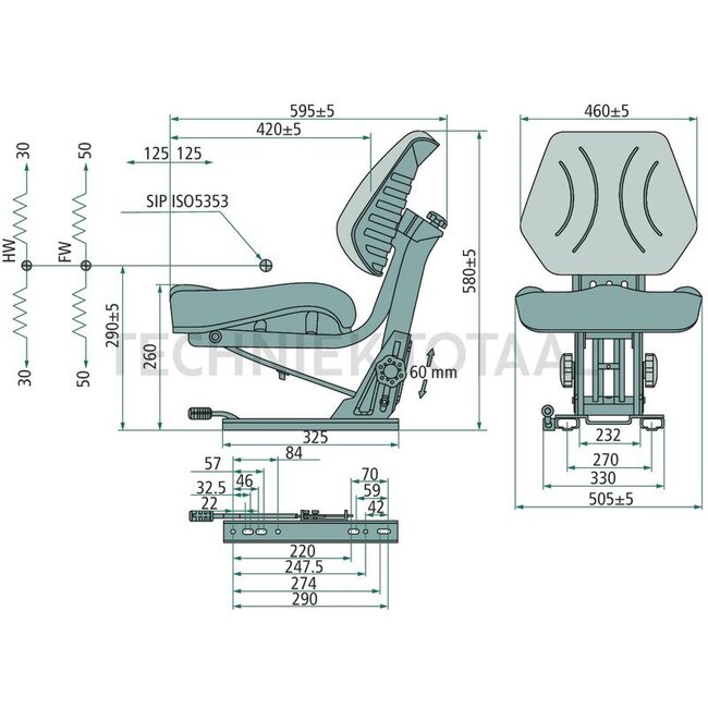 GRANIT Traktorsitz mechanisch gefedert - PVC Kunstleder