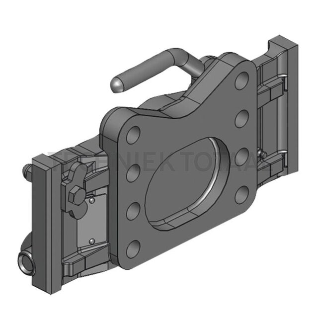 Scharmüller Adapterplatte Höhenverstellbar mit Handgriff - 77705732533, 5.7325.33-A02, 05.7325.33-A02 | Stützlast: 2000 kg | D-Wert: 83,9 kN | Schienenbreite: 325 mm | Lochbild: 140 x 80 mm | Führungsbreite: 26 mm | Plattenhöhe: 133 mm | Farbe: Schwarz | Anzahl Löche