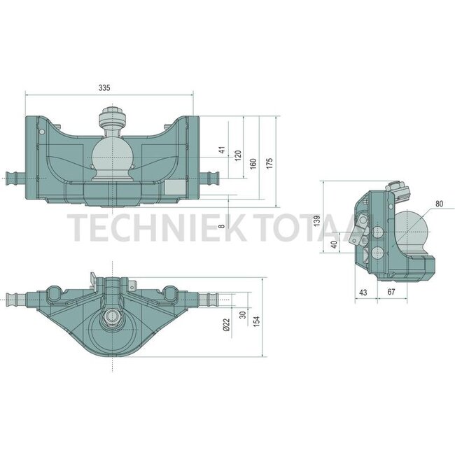 Scharmüller Kogel 80® kogelinzet gietijzer, railbreedte 335 mm, 4000 kg | RO825A3640C