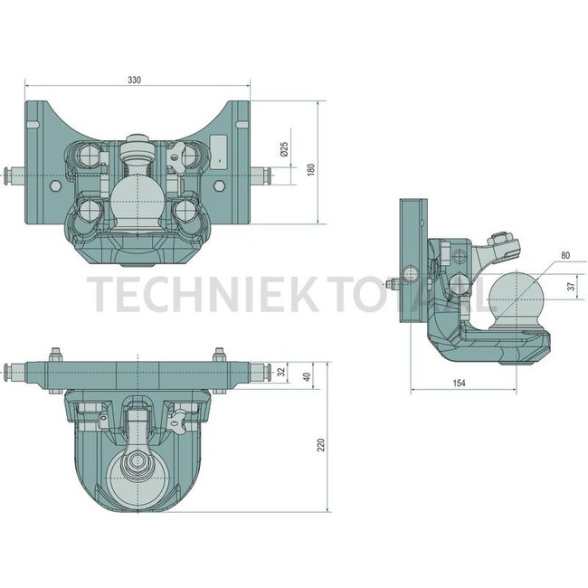 Scharmüller Insert K80 Ball - 330/25/32 - 2000kg - black - 83,9 kN - 3.6330.44-A02, 03.6330.44-A02
