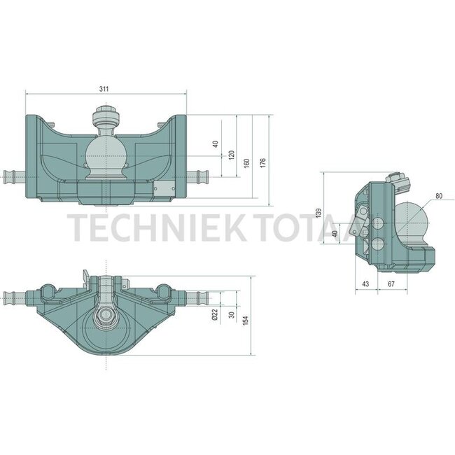 Scharmüller Kugel 80® Kugeleinsätze Grauguss, Schienenbreite 311 mm, 4000 kg - 5.6311.51-A11, 05.6311.51-A11