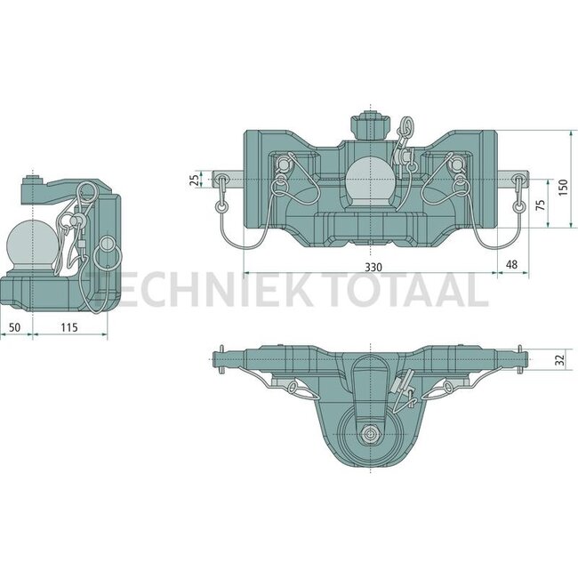 ROCKINGER Trekhaak K80 railbreedte 330 mm, vergrendelpen Ø 25 mm - RO825A3040C