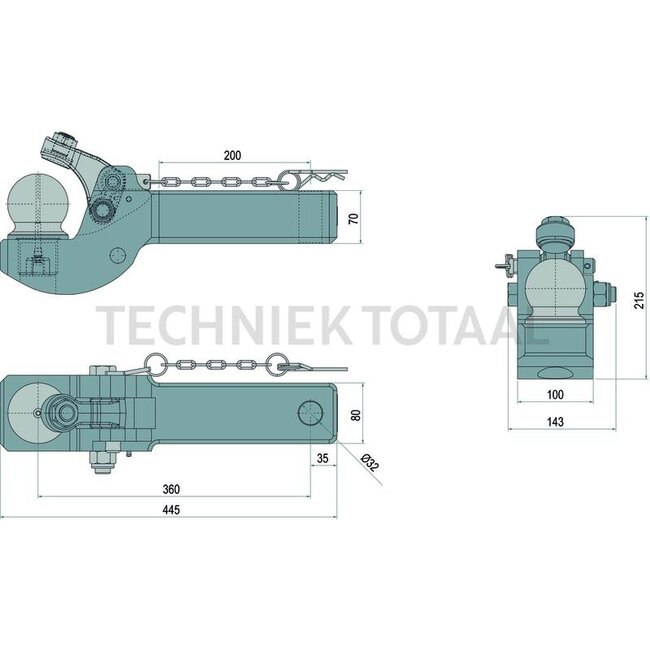 Scharmüller Pick-Up Hitch inzetstuk 80 passend voor Dromone Pick-Up Hitch - 77700429002, 0.429.00.2-A20, 00.429.00.2-A20 | Schacht-dwarsdoorsnede B x H: 70 x 80 mm | Werklengte: 360 mm | D-waarde: 89,3 kN | Oplegdruk: 2000 kg | Boring: 30,5 mm | Lengte: 445 mm | Kleu