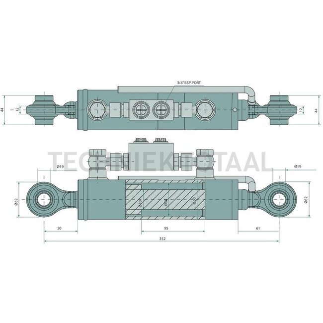 GRANIT Hydraulische topstang Eco-Line Cat. 1 - 352 / 352 mm