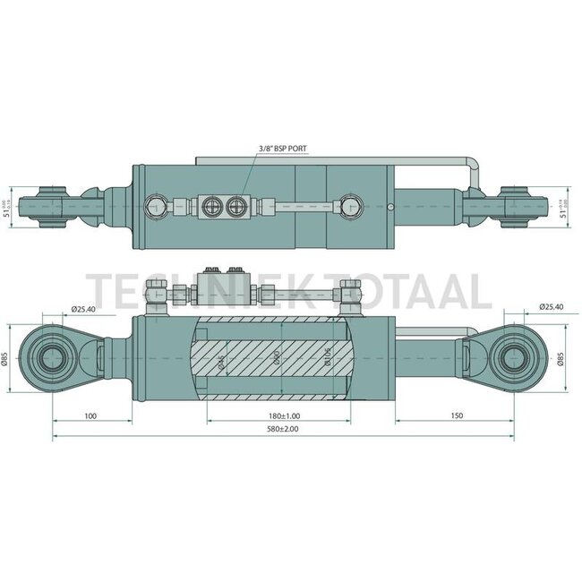 GRANIT Hydraulische topstang Eco-Line Cat. 2 - 580 / 580 mm