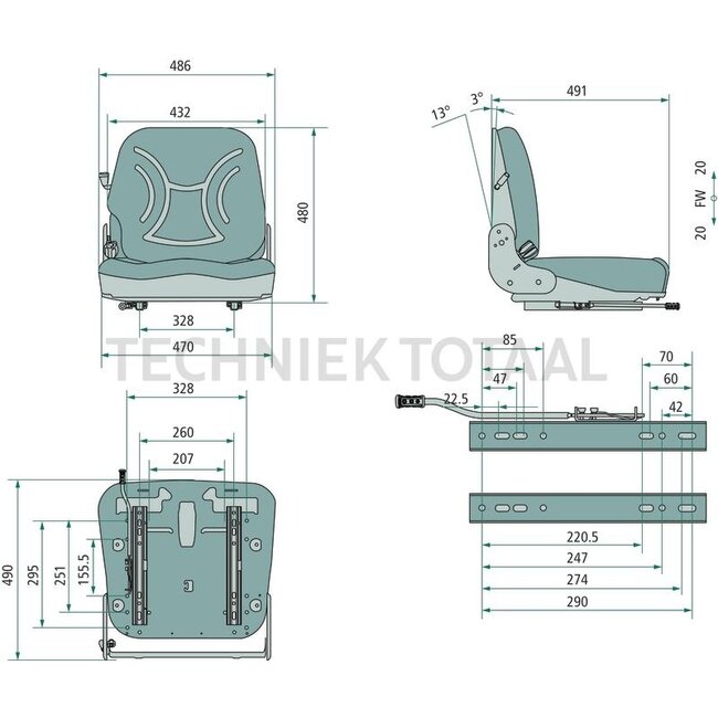 GRANIT Gabelstapler Sitz mechanisch gefedert - PVC Kunstleder