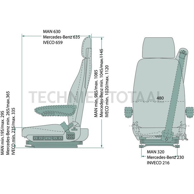 GRAMMER Sitz Arizona KOMFORT MSG90.3G 24 V MAN F2000, M2000, L2000 | 1040670