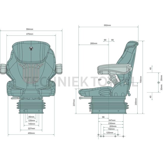 GRAMMER Traktorsitz luftgefedert PVC - Compacto Comfort M MSG93/521