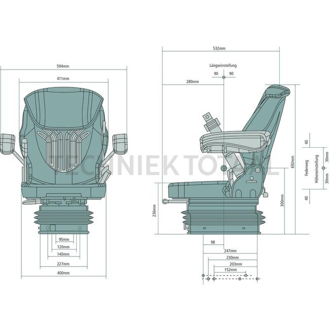 GRAMMER Trekkerstoel luchtgeveerd Compacto Comfort S - stof