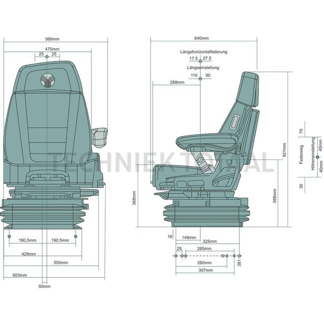 GRAMMER Trekkerstoel Maximo XT Evolution Dynamic luchtgeveerd stof 550 mm