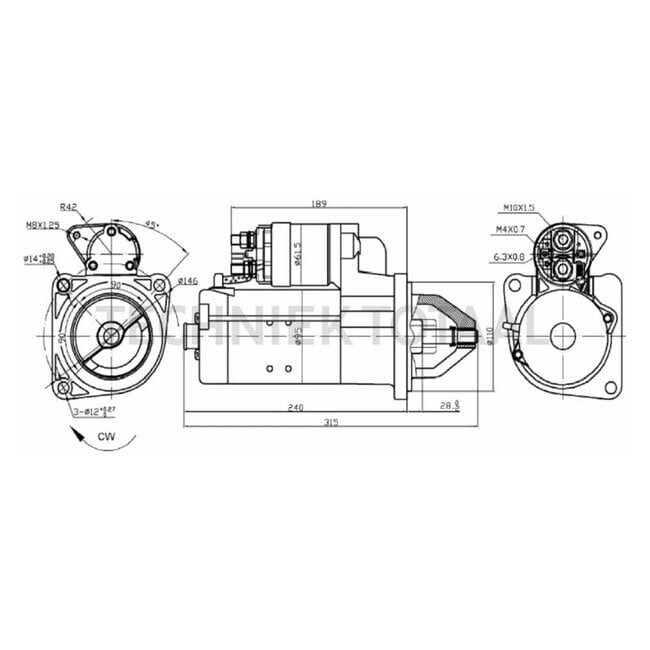 HELLA Anlasser 12 V, 3,0 kW, 9 Zähne, Ø 110 mm, rechtsdrehend