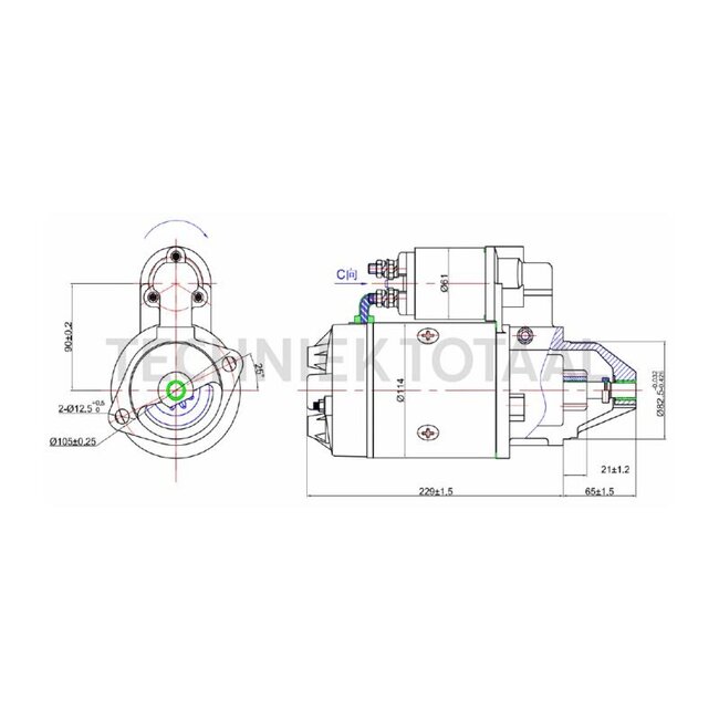 HELLA Startmotor 24 V, 3,2 kW, 9 tanden, Ø 82 mm, rechtsdraaiend