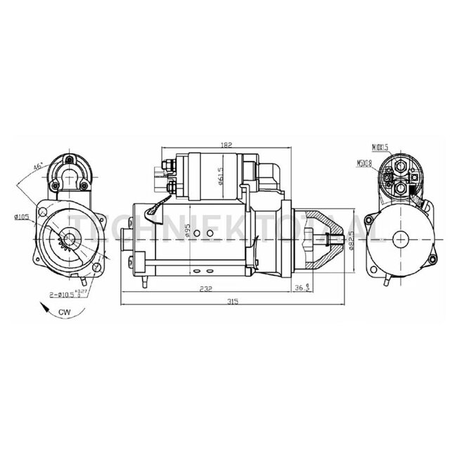 HELLA Startmotor 12 V, 3,0 kW, 11 tanden, Ø 83 mm, rechtsdraaiend
