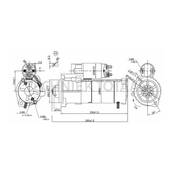 HELLA Startmotor 12 V, 3,6 kW, 9 tanden, Ø 83 mm, rechtsdraaiend