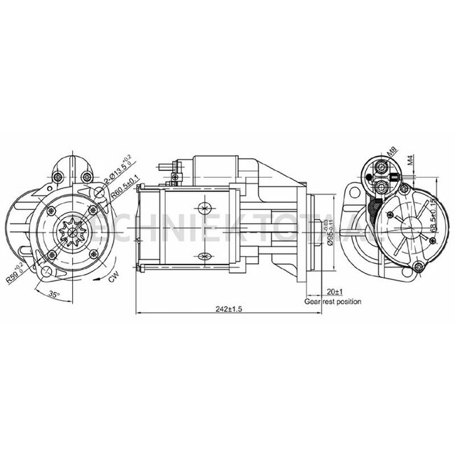 HELLA Anlasser 12 V, 3,0 kW, 9 Zähne, Ø 95 mm, rechtsdrehend