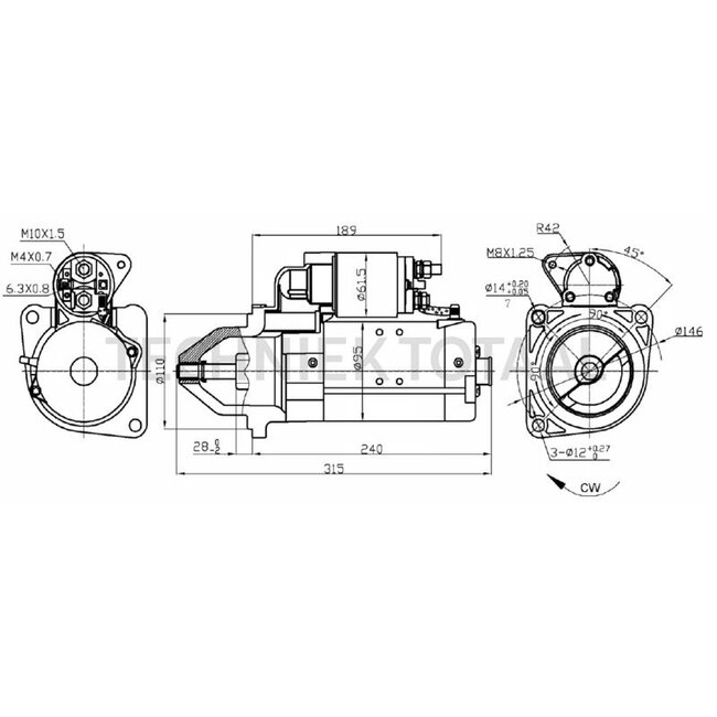 HELLA Startmotor 24 V, 4,0 kW, 9 tanden, Ø 110 mm, rechtsdraaiend